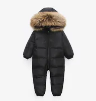 Russian Winter Infant Warm White Duck Down Rompers Children Outdoor Ski Sets new born Baby girl clothes Fur Hooded Jumpsuits 30 21260390