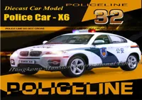 132 Scale Alloy Diecast Metal Police Car Model For TheBMW X6 Collection Model Pull Back Toys Car With SoundLight White2061