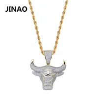Jinao Fashion Cubic Zircon Out Kette Halskette Bulle Dämon König Anhänger Hip Hop Jewelry Statement Halskette Bling Geschenk für Mann J19071261s