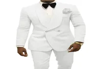 Le plus récent Brewbreasted White Paisley Groom Tuxedos Châle Lapel Men cosit 2 pièces WeddingPromdinner Blazer JacketPantstie W75906032