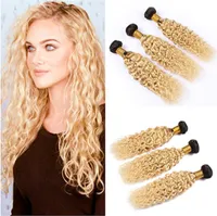 1b 613 Ombre Wasserwelle Peruaner Virgin Hair Weft Wefts Ombre Blondes menschliches Haar 3 Bündel Deals nass und wellige Haarverlängerungen 105490704