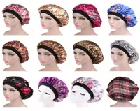 Whole 10pcsLot Women Men Satin Night Sleep Cap Hair Bonnet Hat Silk Head Cover Wide Elastic Band One Size6270392