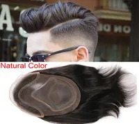 2021 Mens Toupee Hair PU with French Lace Wigs For Men European Remy Hu Hair Replacement Systems Hairpiece 10x8inch9702573