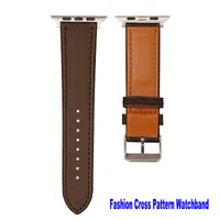 Cross Pattern Leathers Watchbands Compatible with Apple Watch Band 38mm 40mm 41mm 42mm 44mm 45mm 49mm Top Grain Leather Strap for Men Women Iwatch Series 8 7 6 5 4 3 2 1 SE