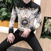 Men's Casual Shirts Fashionable mens slim fitting printing trend Medusa Decor long sleeved shirt M-3XL 4XL