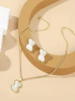 Korean Bären Halskette Ohrring Set Exquisite Schmucklegierung Frauen039s Imitation Perlenkette5938806