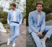 Light Sky Blue Mens Suits Country Wedding Tuxedos Men Formele Casual Suit Bruidegom Draag Jonge afstuderen Suits JacketsPants2238502