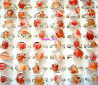 Whole 30pcslot Beautiful Red Agate Stone Rings MultiDesign Mixed sizes for Women Fashion Jewelry Rings2380960