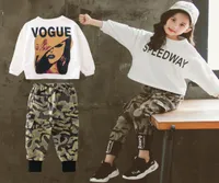 2020 Kids Girl039s Clothing Set Casual Letters Tops Long Sleeve T Shirts Long Legging Camouflage Pants Children Girl TShirtsP2446697