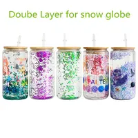 US Stock Mugs en gros 20 oz sublimation en acier inoxydable gobelets 25 oz à double mur de snow globe tasses en verre