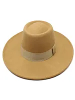 2021 Moda Top Hats for Men Mulheres Elegantes Luxo Solid Solid Felt Fedora Hat Band Wide Flat Brim Jazz Cap elegante TRILBY PANAMA CAPS7161400