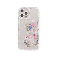 Transparent flower bear Soft Shell CASES For iphone 11 12 13 14 Pro Max XS X XR 7 8 plus SE Cover