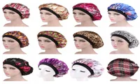 Whole 10pcsLot Women Men Satin Night Sleep Cap Hair Bonnet Hat Silk Head Cover Wide Elastic Band One Size8390406