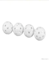 Whole White 100PcsPack Plastic Whiffle Airflow Hollow Golf Balls Practice Golf Balls Training Sports Golf Accessories Aids T2236552