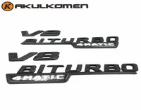 2PCSPAIR BLACKSILVER 3D V8 Biturbo 4Matic Amblem Rozeti Çıkartma Araba Sticker Benz CL63 CLS63 E63 C63 S63 AMG9209031