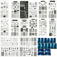 NEWEST 16pcs Mixed Luxury Brand LOGO Designs Nail Art Stamping Plate Stamp XL BIG Full French Design Image Stencil Transfer Polish Prin213D