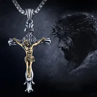 Chains Crucifix Jesus Piece Cross Pendant Collier pour hommes Femmes Femmes en acier inoxydable