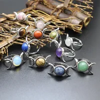 Moon Goddess Rose Quartz Stone Rings Gem Fashion Turquoise Howlites Finger Rings for Women Jewelry Party Gift