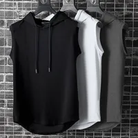 Men's Tank Tops Summer Casual Mens Muscle Hoodie Vest Sleeveless Bodybuilding Gym Fitness Shirt High Quality Vest Hip Hop Sweatshirt Men's Tops 221122