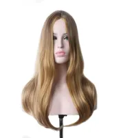 Woodfestival Medium l￤ngd Blond Wig Heat Motent Fiber Hair Straight Synthetic Ombre 45cm Party Cosplay9324837
