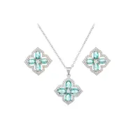 Colares pendentes luxuosos de joias pequenas e sofisticadas Lago azul de quatro brincos de corrente de clavícula folhada de colarinho de grama sortuda
