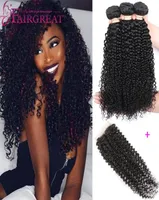 Virgin Brazilian Curly Hair With Closure Brazilian Human Hair Bundles With Closure 3Pcs Brazilian Virgin Hair Weave Bundles With C