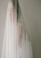 3 M Pearls Veil with Comb Wedding Cathedral Long Veils 2 layers Ivory White Veil TS038923331