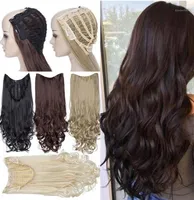 Syntetiska peruker snolilit u delklipp i ett stycke hårvågigt halvhuvud peruk naturligt hårstycke för kvinnor5548128