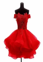 Stock Lace Appliques Organza Short Prom Homecoming Dresses Plus size kristallen kristallen afstudeerjurk cocktailparty jurk QC1245643127