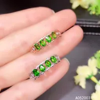 Cluster Rings KJJEAXCMY Fine Jewelry 925 Sterling Silver Natural Crystal Gem Diopside Female Girl Woman Ring Lovely Support Detection