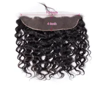 Brazilian Water Wave Weave Lace Frontal Closure 13X4 Ear to Part Swiss 100 Unprocessed Virgin Human Hair Natural Color