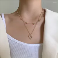 Ketten Sam Panda Mode Schmuck Süßes Doppel -Herz -Schlüsselbein Kette Halskette Großhandel für Frauen Geschenk