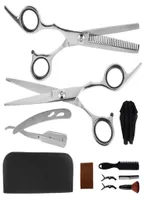 Haarschaar 11 stks Professionele kappers Set Set Set Trimmer Shaver Comb Reinigingsdoek Barber Hairdresser Salon Tool