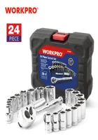 WorkPro 24PC Tool Set Drehmomentschlüssel -Sockel -Set 38quot Ratschenschlüssel -Buchse Spanner LJ200815