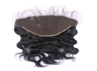 13x6 Kulaktan Kulak Dantel Frontal Kapatma Ağartılmış Knots Doğal Renk 1B Brezilya Vücut Dalgası İnsan Remy Saç Uzantıları236f