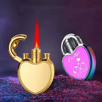New Funny Heart Jet Lighter Butane Turbo Torch Lighter Creative 1300 C Windproof Gas Smoking Inflated Gadgets For Man Gift