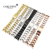 Carlywet 13 17 19 20mm 316L rostfritt stål Två ton Rose Gold Silver Watch Band Rem Oyster Armband för Datejust226C