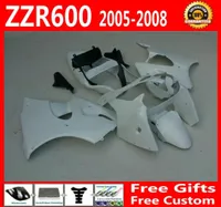 Wszystkie błyszczące whtie DIY Fairings Kit dla Kawasaki ZZR600 2005 2006 2007 2008 ZZR600 05 06 07 08 ZX600J Ninja Fairing Kits V54914987