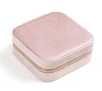 Travel Velvet Jewelry Box with Mirror Gifts Case for Women Girls Small Portable Organizer Zipper Boxes for Rings Earrings Necklace6028432