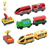 Electric RC Track Wooden RC Train Railway Accessories Remote Control Electric Magnetic Rail Car Fit For All Brands Toys Kids 221122