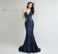 Sexy 2019 prom jurken mouwen mouwen vneck mermaid glanzende kralen avondjurk vloer lengte kant -jurken lx2352997201