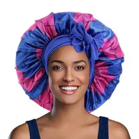Ear Muffs Beanie Skull Caps Night Sleep Cap Adjustable Wide Band Elastic Head Wrap Hair Bonnet Hat Extra Large African Pattern Print Satin WomenBeanie