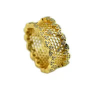 2018 Spring Pandora Ring 925 Sterling Silver GoldPlated Pink Honeycomb Lace Rings Original Fashion DIY Charms Jewelry For women M6770258