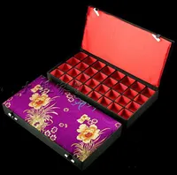 Boutique Wood 32 Multi Grid Box Earring Stud Packaging Silk Brocade Ring Pendant Case Jade Agate Jewelry Storage Boxes 1PCS7484570