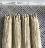 Lummy Remy Human PU Hair Extensions Tape Extensiones de cabello 14Quot26quot 40pcs 100gset Color60 Platinum Blonde Tape in Hair EX4112668