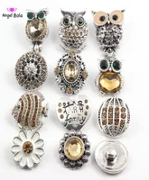 whole 50pcsLot High quality mix styles Fashion 18mm metal rhinestone snap buttons fit noosa chunks Ginger bracelet Necklace e8125902