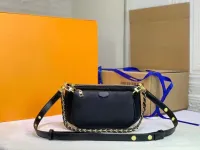 كلاسيكي صغير منقوش باللون الأسود ، حقيبة نساء 3 أجهزة كمبيوتر في سيدة واحدة للأزياء حقيبة يد ، حقائب اليد عبر محفظة الكتف محفظة