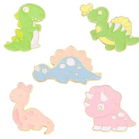 Colorful Small Dinosaur Cartoon Brooches Set 5pcs Cute Animal Metal Enamel Painting Badges for Boys Gold Plated Lapel Pins Jewelry Gift Accessories