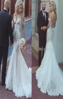 Elegant Off the Shoulder Mermaid Wedding Dresses Lace Applique Sweep Train Sweetheart Neckline Beach Wedding Gown Vestido de novia9079144