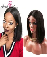 Greatremy Virgin Human Hair Full Lace Wig Bob Cut Straight High Density 130150180 LaceFrontWig Medium Brown Cap Size Wig For W5802684